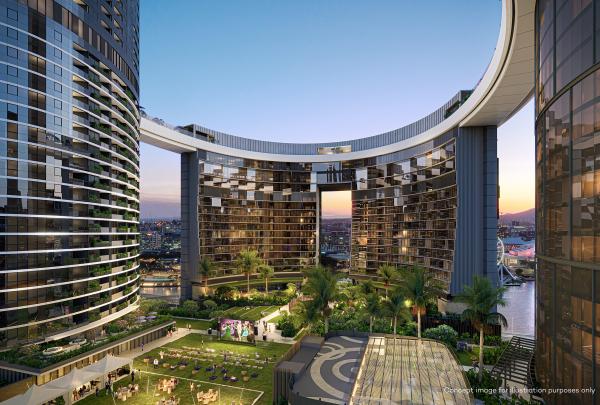 昆士兰州，布里斯班，布里斯班皇后码头，Sky Deck 餐厅 © 布里斯班皇后码头版权所有