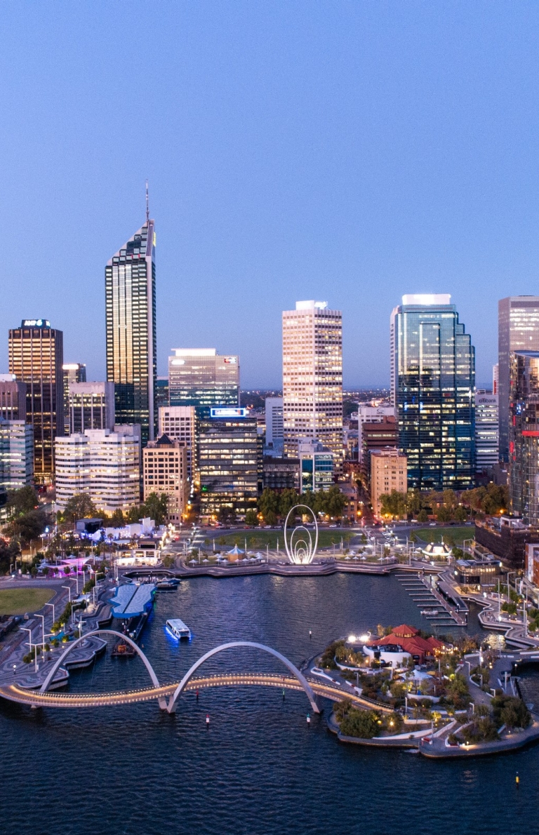 西澳大利亚州，珀斯航拍图 © 澳大利亚旅游局版权所有