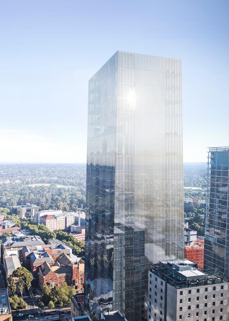 效果图：坐落于城市景观中的建筑外观，南澳大利亚州 © 阿德莱德威斯汀酒店版权所有